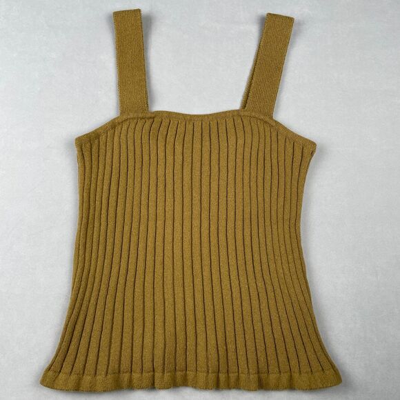 Madewell Tilney Ribbed Knit Sweater Tank Spiced Olive Sz M Stretchy Earthy Chic - Picture 1 of 7